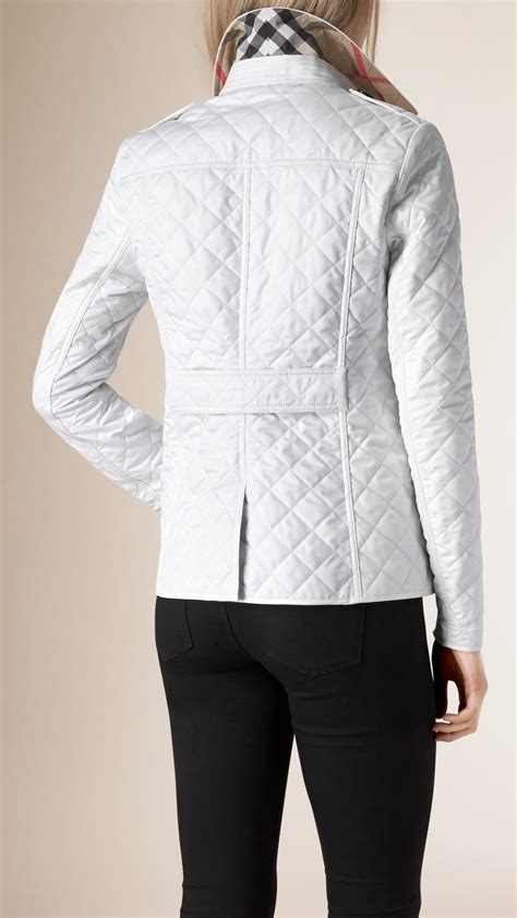 burberry diamond quilted jacket white|collarless diamond quilted lightweight jacket.